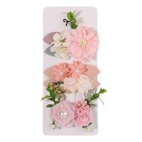 Sweet Flower Cloth Inlay Pearl Hair Clip 3 Pieces sku image 1