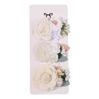 Sweet Flower Cloth Inlay Pearl Hair Clip 3 Pieces sku image 5