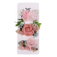 Sweet Flower Cloth Inlay Pearl Hair Clip 3 Pieces sku image 22