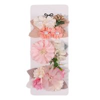 Sweet Flower Cloth Inlay Pearl Hair Clip 3 Pieces sku image 26