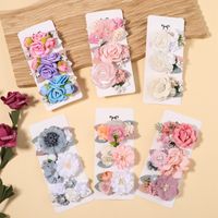 Sweet Flower Cloth Inlay Pearl Hair Clip 3 Pieces main image 1