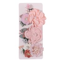 Sweet Flower Cloth Inlay Pearl Hair Clip 3 Pieces sku image 10