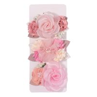 Sweet Flower Cloth Inlay Pearl Hair Clip 3 Pieces sku image 6