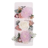 Sweet Flower Cloth Inlay Pearl Hair Clip 3 Pieces sku image 25