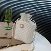 Fashion Stripe Pearl Quilted Cylindrical String Shoulder Bag main image 5