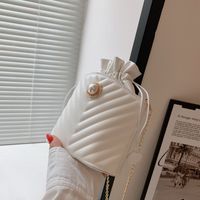 Fashion Stripe Pearl Quilted Cylindrical String Shoulder Bag main image 3