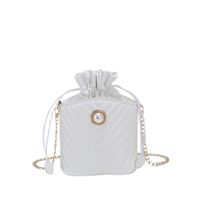 Fashion Stripe Pearl Quilted Cylindrical String Shoulder Bag sku image 2