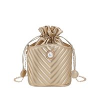 Fashion Stripe Pearl Quilted Cylindrical String Shoulder Bag sku image 3