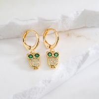 Fashion Moon Owl Crown Copper Drop Earrings Inlay Zircon Copper Earrings main image 3