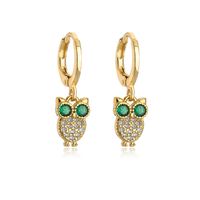 Fashion Moon Owl Crown Copper Drop Earrings Inlay Zircon Copper Earrings sku image 1