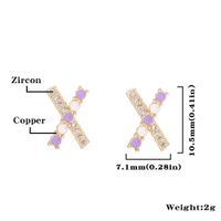 Simple Style Letter Copper Ear Studs Plating Zircon Copper Earrings main image 2