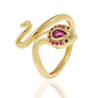 Fashion Snake Copper Open Ring Plating Inlay Zircon Copper Rings sku image 2