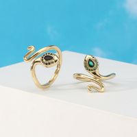 Fashion Snake Copper Open Ring Plating Inlay Zircon Copper Rings main image 5