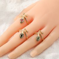 Fashion Snake Copper Open Ring Plating Inlay Zircon Copper Rings main image 4