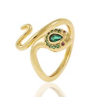 Fashion Snake Copper Open Ring Plating Inlay Zircon Copper Rings sku image 3