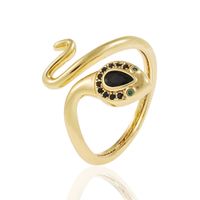 Fashion Snake Copper Open Ring Plating Inlay Zircon Copper Rings sku image 1