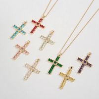 Fashion Cross Copper Pendant Necklace Chain Inlay Zircon Copper Necklaces main image 6