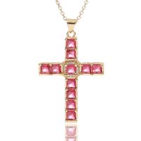 Fashion Cross Copper Pendant Necklace Chain Inlay Zircon Copper Necklaces sku image 7