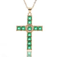Fashion Cross Copper Pendant Necklace Chain Inlay Zircon Copper Necklaces sku image 1