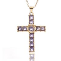 Fashion Cross Copper Pendant Necklace Chain Inlay Zircon Copper Necklaces sku image 5