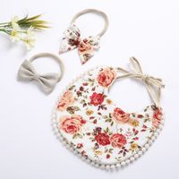 Cute Fruit Flower Bow Knot Linen Saliva Towel Baby Clothes main image 3