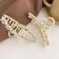 Sweet Flower Alloy Plating Artificial Pearls Rhinestone Hair Claws main image 5