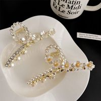 Sweet Flower Alloy Plating Artificial Pearls Rhinestone Hair Claws main image 3