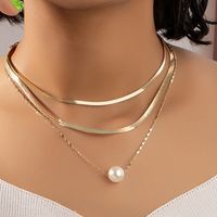 Einfacher Stil Perle Legierung Überzug Künstliche Perlen Halskette main image 1
