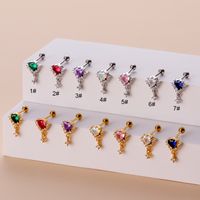 Ear Cartilage Rings & Studs Glam Heart Shape 316 Stainless Steel  Copper Plating Zircon main image 1