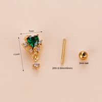 Ear Cartilage Rings & Studs Glam Heart Shape 316 Stainless Steel  Copper Plating Zircon main image 3