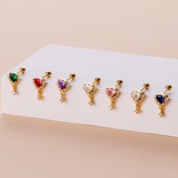 Ear Cartilage Rings & Studs Glam Heart Shape 316 Stainless Steel  Copper Plating Zircon main image 4