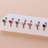 Ear Cartilage Rings & Studs Glam Heart Shape 316 Stainless Steel  Copper Plating Zircon main image 2