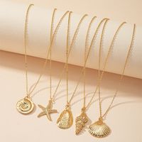 Fashion Starfish Conch Shell Alloy Plating Necklace 1 Set main image 1