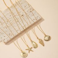 Fashion Starfish Conch Shell Alloy Plating Necklace 1 Set main image 5