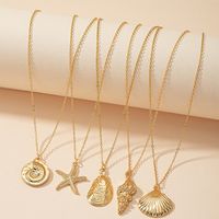 Fashion Starfish Conch Shell Alloy Plating Necklace 1 Set main image 3