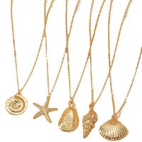 Fashion Starfish Conch Shell Alloy Plating Necklace 1 Set main image 2