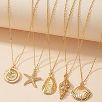Fashion Starfish Conch Shell Alloy Plating Necklace 1 Set sku image 1