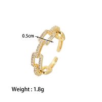 Vintage Style Rectangle Stainless Steel Open Ring Plating Zircon Stainless Steel Rings sku image 1