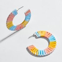 Qingdao Ornement Creux Alliage Section Teints Couleur Raphia Tissé Européen Et Américain Boucles D'oreilles Nouveau sku image 1