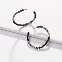 C Circle Crystal Natural Stone Beads Earrings sku image 1