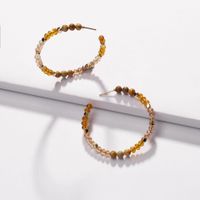 C Circle Crystal Natural Stone Beads Earrings sku image 3