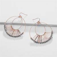 Jewelry Earrings Copper Wire Double Drop Glass Crystal Beads Fan-shaped Female Earrings sku image 3