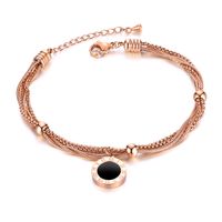 Exaggerated Roman Digital Round Bracelet Titanium Steel Rose Gold Plated Bracelet Multi-layer Thick Straps Line Female Bracelet sku image 2