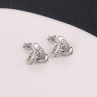 Fashion Triangle Copper Ear Studs Diamond Artificial Diamond Copper Earrings main image 5