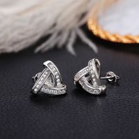Fashion Triangle Copper Ear Studs Diamond Artificial Diamond Copper Earrings main image 6