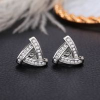 Fashion Triangle Copper Ear Studs Diamond Artificial Diamond Copper Earrings main image 3