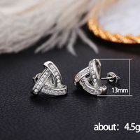 Fashion Triangle Copper Ear Studs Diamond Artificial Diamond Copper Earrings main image 7