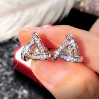 Fashion Triangle Copper Ear Studs Diamond Artificial Diamond Copper Earrings main image 1