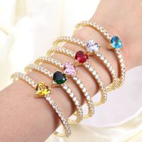 Fashion Heart Shape Copper Bangle Plating Inlay Zircon Copper Bracelets main image 9