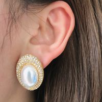 Fashion White Pearl Retro Water Drop Earrings sku image 7